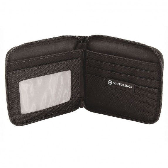 Бумажник Victorinox Tri-Fold Wallet, на молнии, чёрный, 11x1x10 см