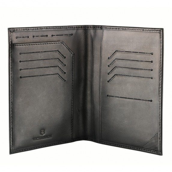 Обложка для паспорта Victorinox Altius Edge Leibnitz с защитой RFID, чёрная, кожа наппа, 11x2x15 см