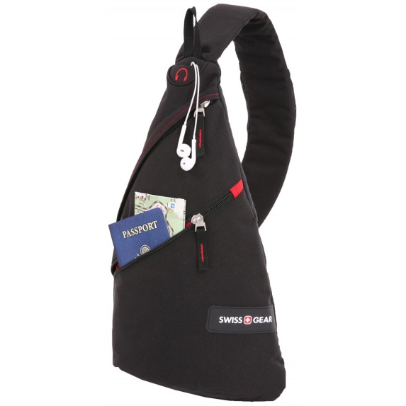 Рюкзак Swissgear с одним плечевым ремнем, черный/красный, 25x15x45 см, 7 л